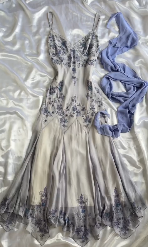 Vintage Gentle A Line Purple Beaded Apricot Chiffon Long Party Dress Prom Dress SH5468
