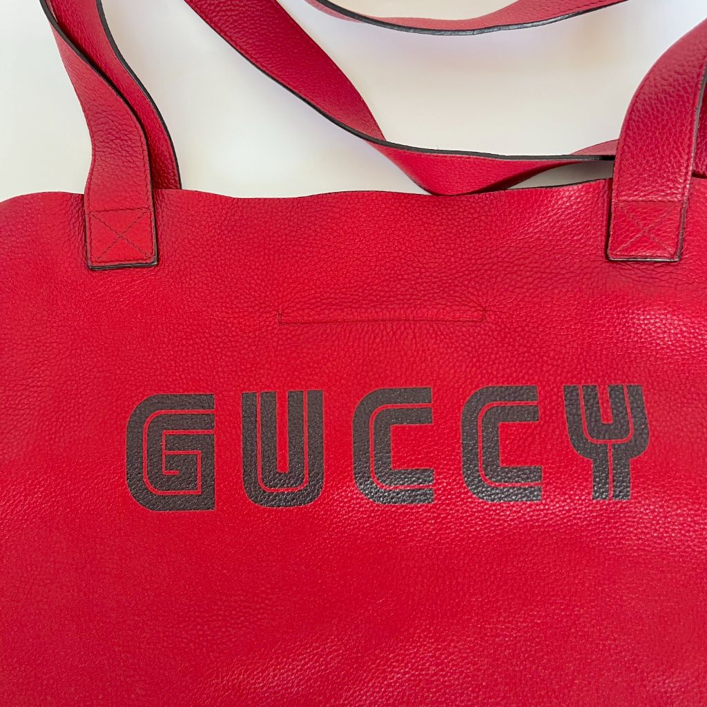 Gucci Elton John Tote "Levon Goodbye" Vinyl EP Cover (With Pouch) Maxi Hibiscus Red