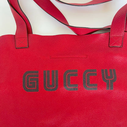 Gucci Elton John Tote "Levon Goodbye" Vinyl EP Cover (With Pouch) Maxi Hibiscus Red