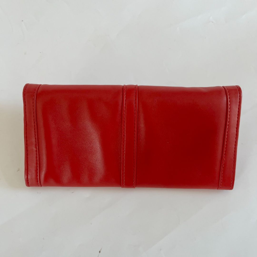 Christian Louboutin red leather bow flap long wallet