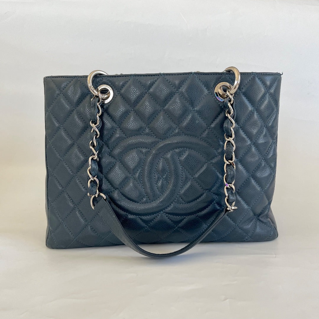 Chanel Blue Quilted Caviar Leather GST, PM Tote