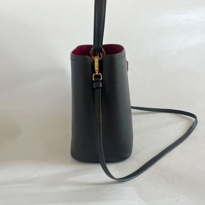 Prada Black Saffiano Leather Panier Top Handle Bag