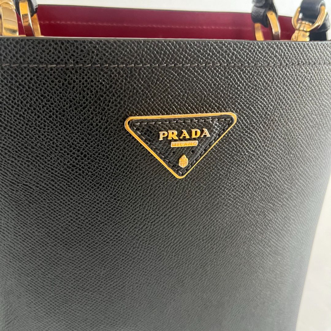 Prada Black Saffiano Leather Panier Top Handle Bag