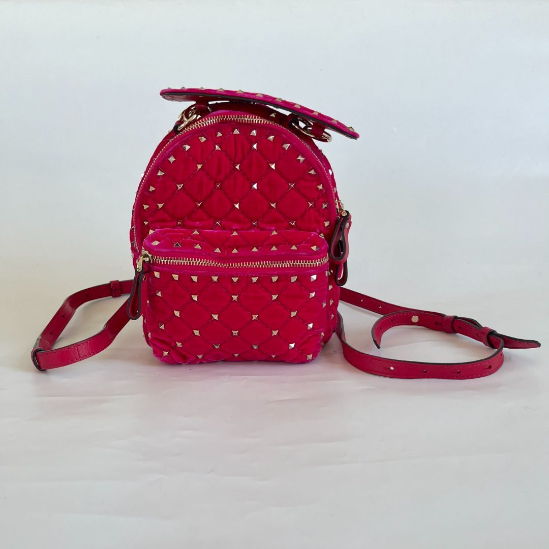 Valentino Pink Velvet Rockstud Backbag