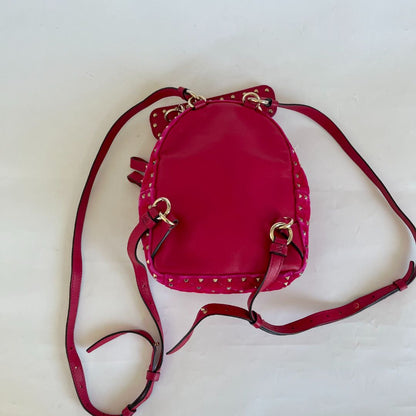 Valentino Hot Pink Spike Mini Velvet Backpack