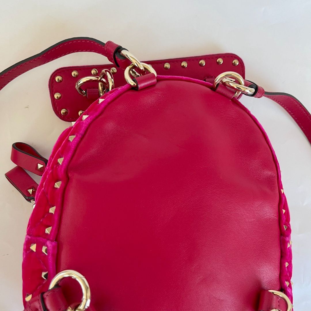 Valentino Pink Velvet Rockstud Backbag