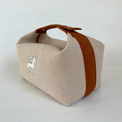 Hermès Bride-a-Brac GM Toile H cotton Natural  pouch hand bag