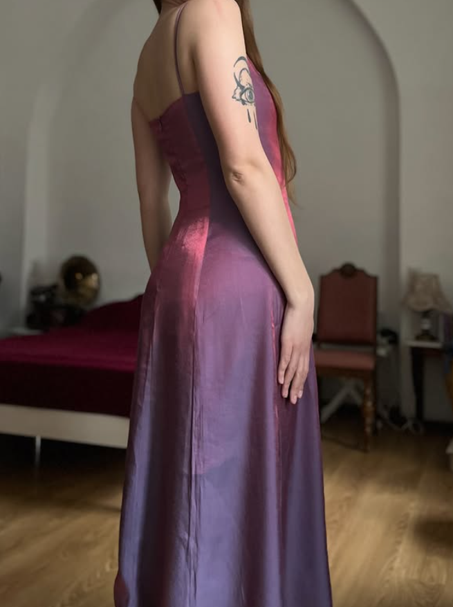 Vintage A Line Exquisite Beaded Purple Satin Prom Dress Evening Dress Date Dress SH5634