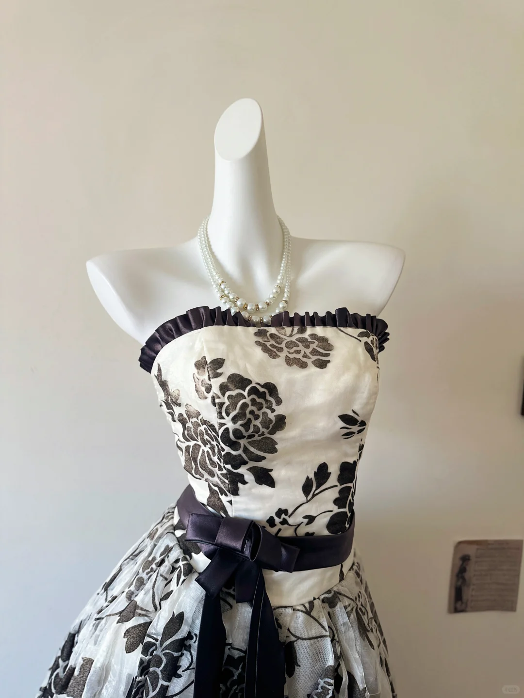 Vintage Black Print Floral A Line Chiffon Prom Dress Party Evening Dress SH5691