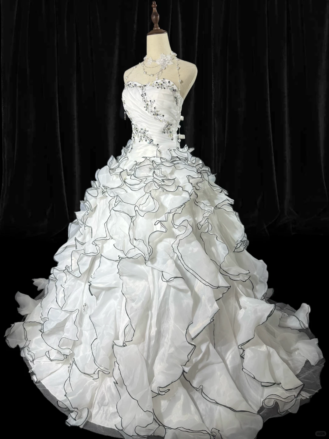 Vintage A Line Sweetheart Neck Appliques Layered Organza Prom Dress Evening Dress SH5605