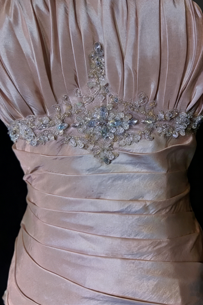 Light Pink Prom Dress Spaghetti Straps Mermaid Beading Vintage Long Party Dress Birthday Outfits, D899