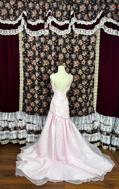 Sweet Spaghetti Straps Embroidered Flower Pleated Tulle Ruffle Prom Dress Birthday Party Dress Quinceanera Dress Evening Dress D2007