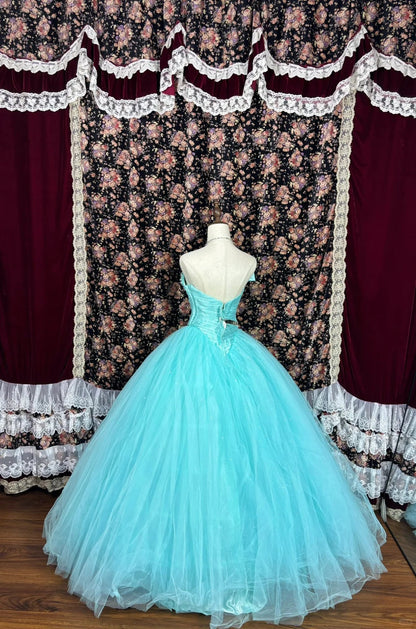 Gorgeous Asymmetrical Neck Crystal Beaded Pleated Rhinestone Tulle  Ball Gown Prom Dress Birthday Quinceanera Dress Evening Dress D2008