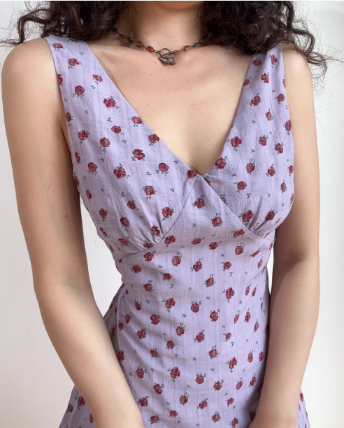 Vintage V-neck Printing Floral Lace up Short Skirt Summer Women Date Dress   D2024