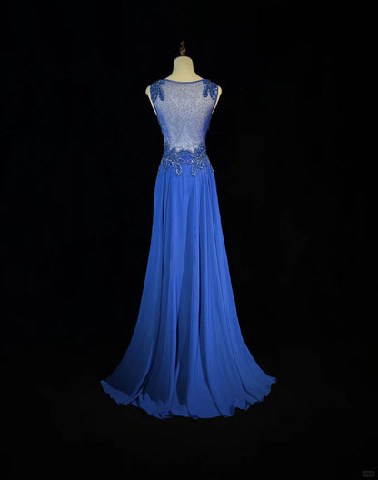 Gorgeous Crew Neck Beading Sequins Pleated Prom Dress Evening Dress Party Dress   D2128