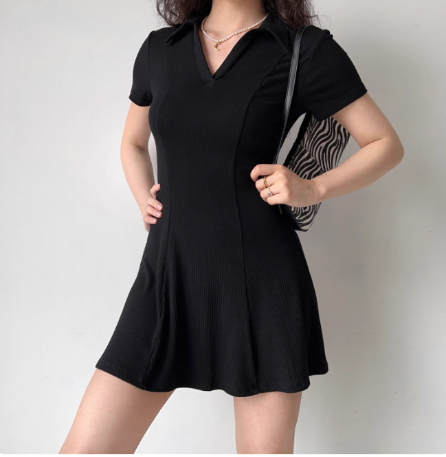 Minimalist A Line Black Short Casual Skirt Women Teenage Girl Summer Date Dress    D2153