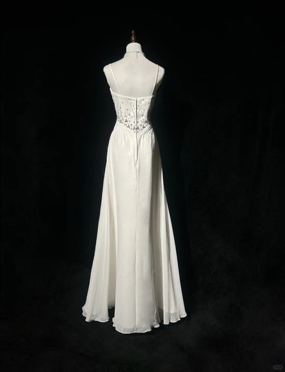 Elegant Spaghetti Straps Crystal Pleated Prom Dress Evening Dress Gala Dress  D2162