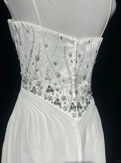 Elegant Spaghetti Straps Crystal Pleated Prom Dress Evening Dress Gala Dress  D2162