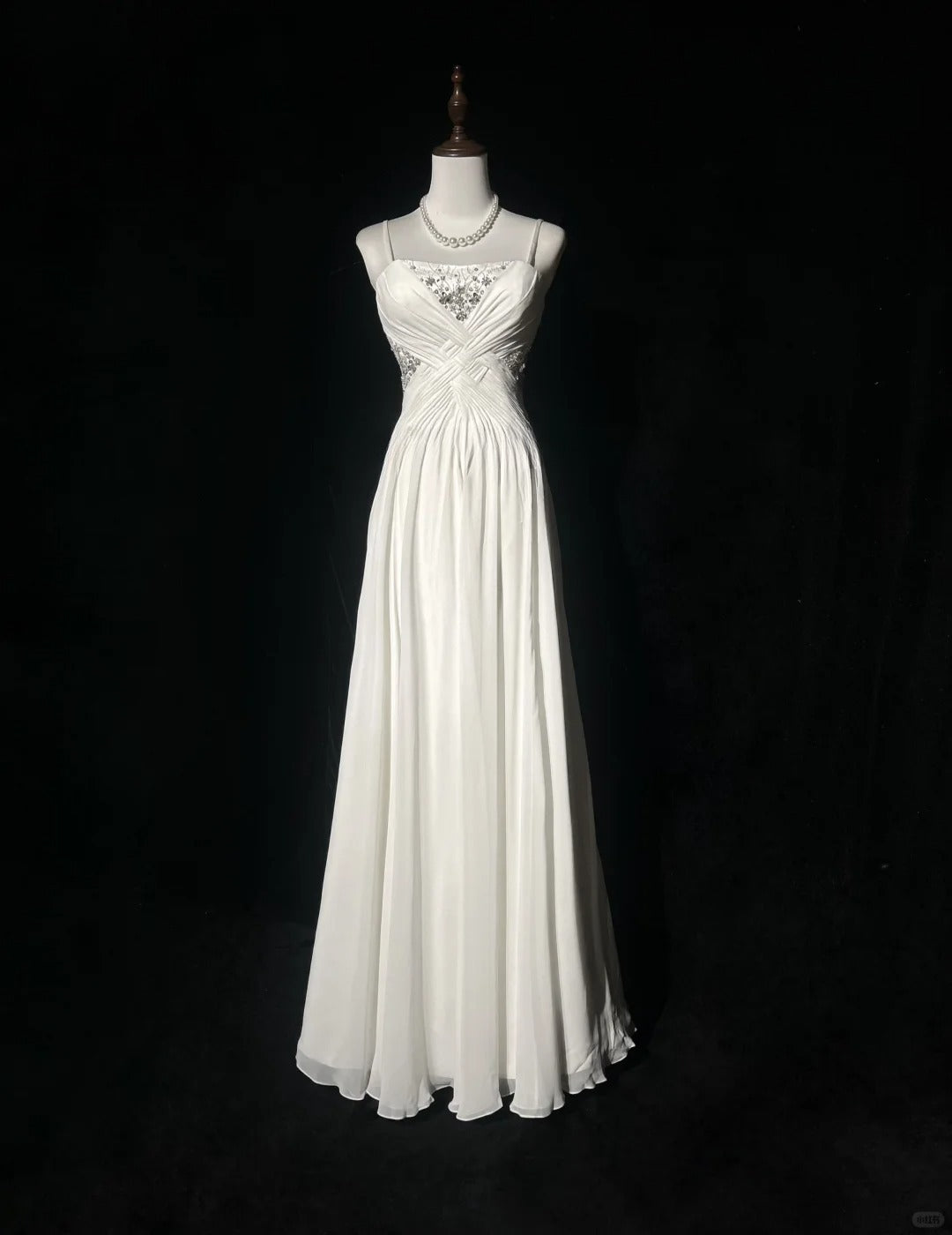 Elegant Spaghetti Straps Crystal Pleated Prom Dress Evening Dress Gala Dress  D2162