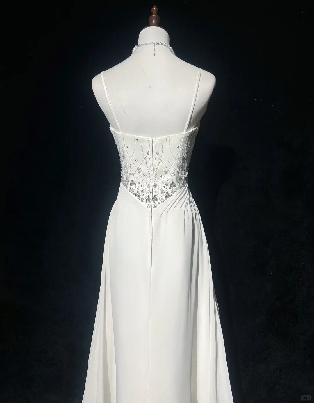 Elegant Spaghetti Straps Crystal Pleated Prom Dress Evening Dress Gala Dress  D2162