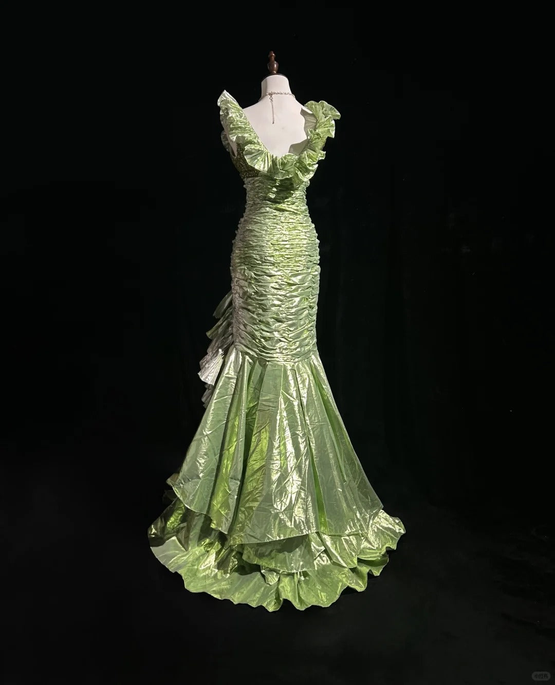 Beauty Ruffle Sequins Pleated Floor Length Prom Dress Evening Dress Gala Dress   D2163