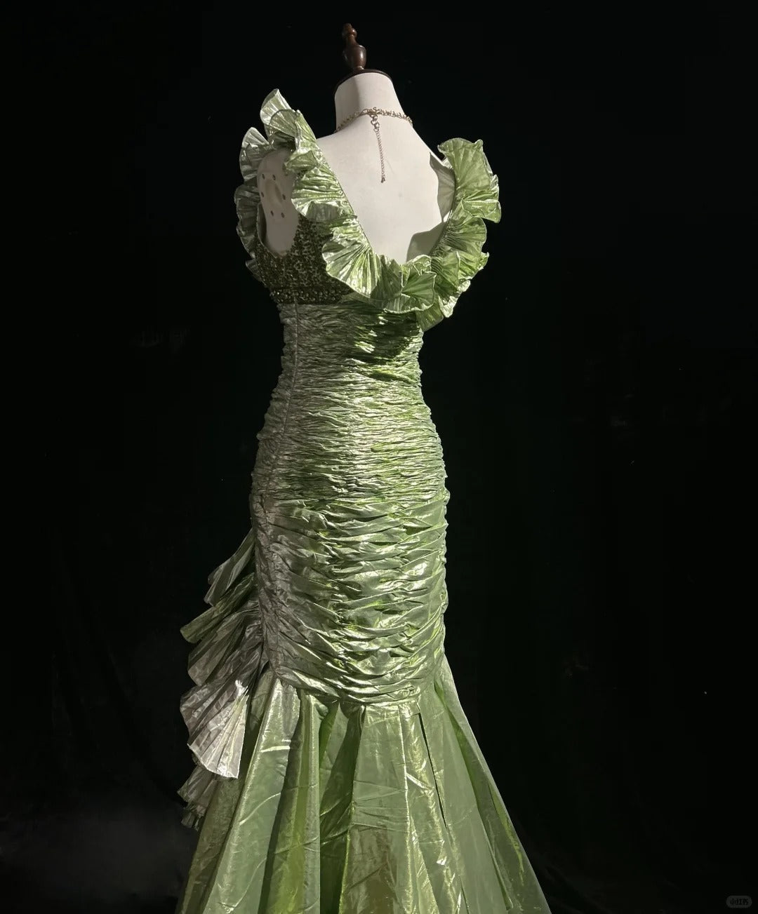 Beauty Ruffle Sequins Pleated Floor Length Prom Dress Evening Dress Gala Dress   D2163