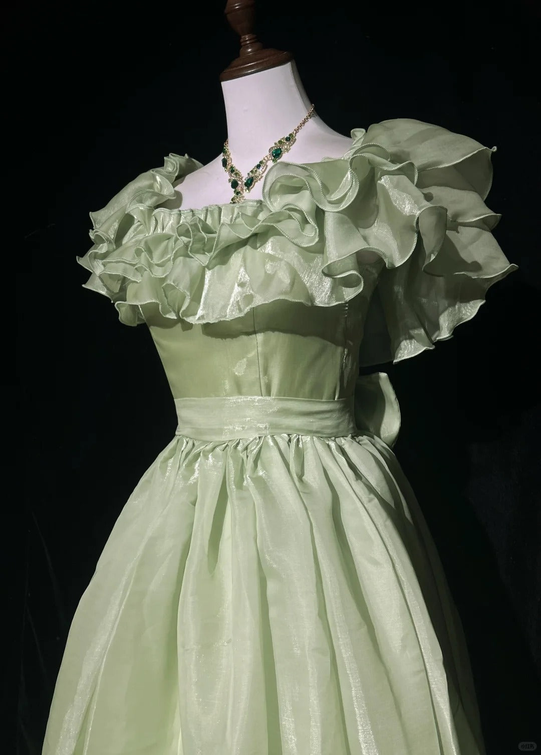 Sweet Square Neckline Ruffle Pleated with Bowknot Prom Dress Evening Dress Gala Dress    D2166