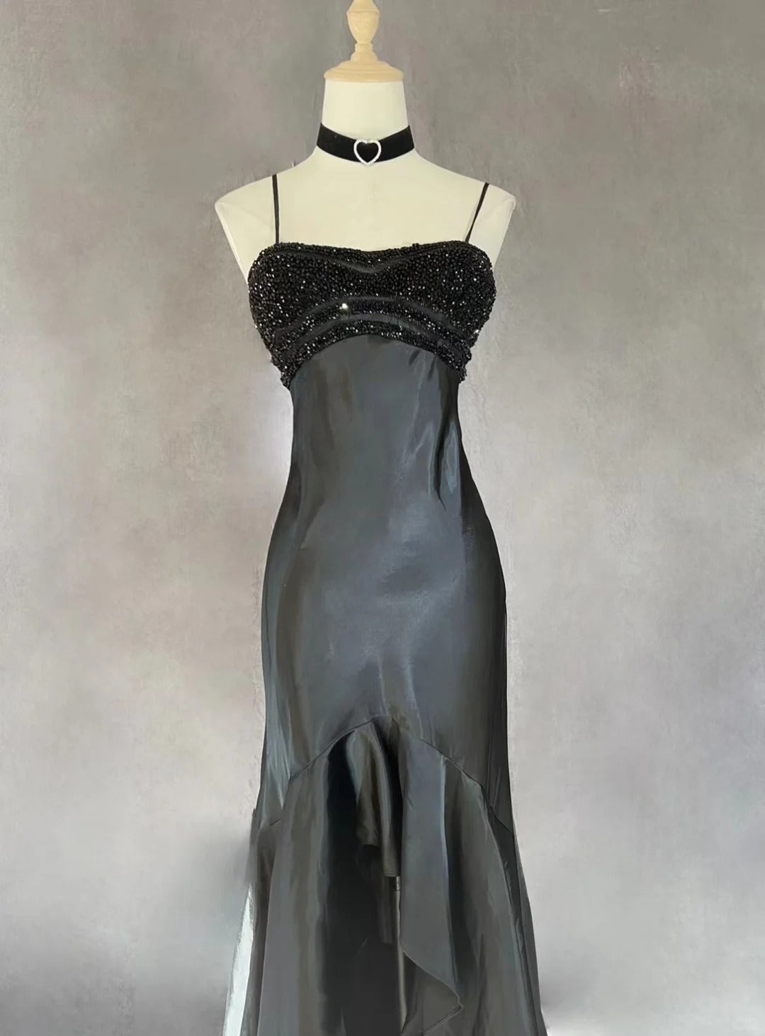 Elegant Spaghetti Straps Beading Hi-lo Ruffle Prom Dress Evening Dress Gala Dress      D2168