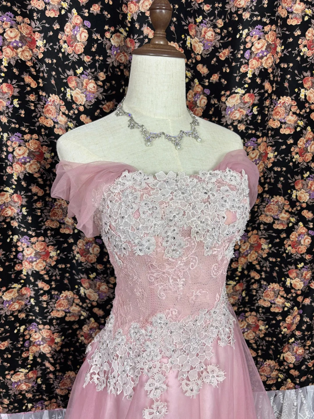 Sweet Off the Shoulder Appliques Tulle Floor Length Prom Dress Evening Dress Party Dress      D2225