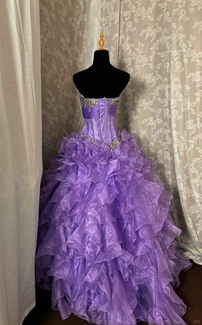 Gorgeous Sweetheart Neckline Sequins Ruffle Ball Gown Long Prom Dress Evening Dress Gala Dress  D2236