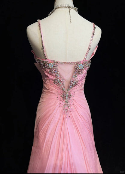 Elegant Prom Dress Spaghetti Straps Crystal Gala Dress Evening Dress Dancing Dress     D2248