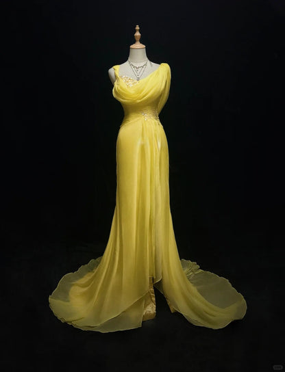 Elegant Prom Dress Asymmetrical Neck Sequins Pleated Gala Dress Evening Dress Customized Dress    D2252