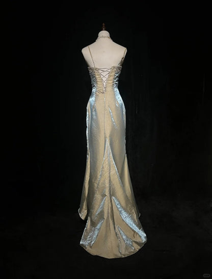 Elegant Prom Dress Spaghetti Straps Beading Pleated Gala Dress Evening Dress Customized Dress   D2255