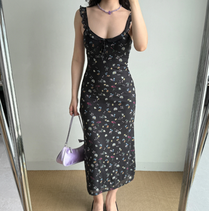 Vacation Women Dress Ruffle Print Floral Summer Seaside Dress Teenage Girl Date Dress  D2262