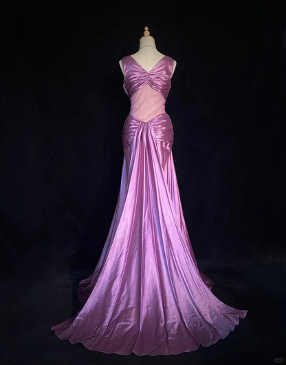 Elegant Prom Dress V-neck Pleated Long Evening Dress Business Dinner Dress Gala Dress D2308