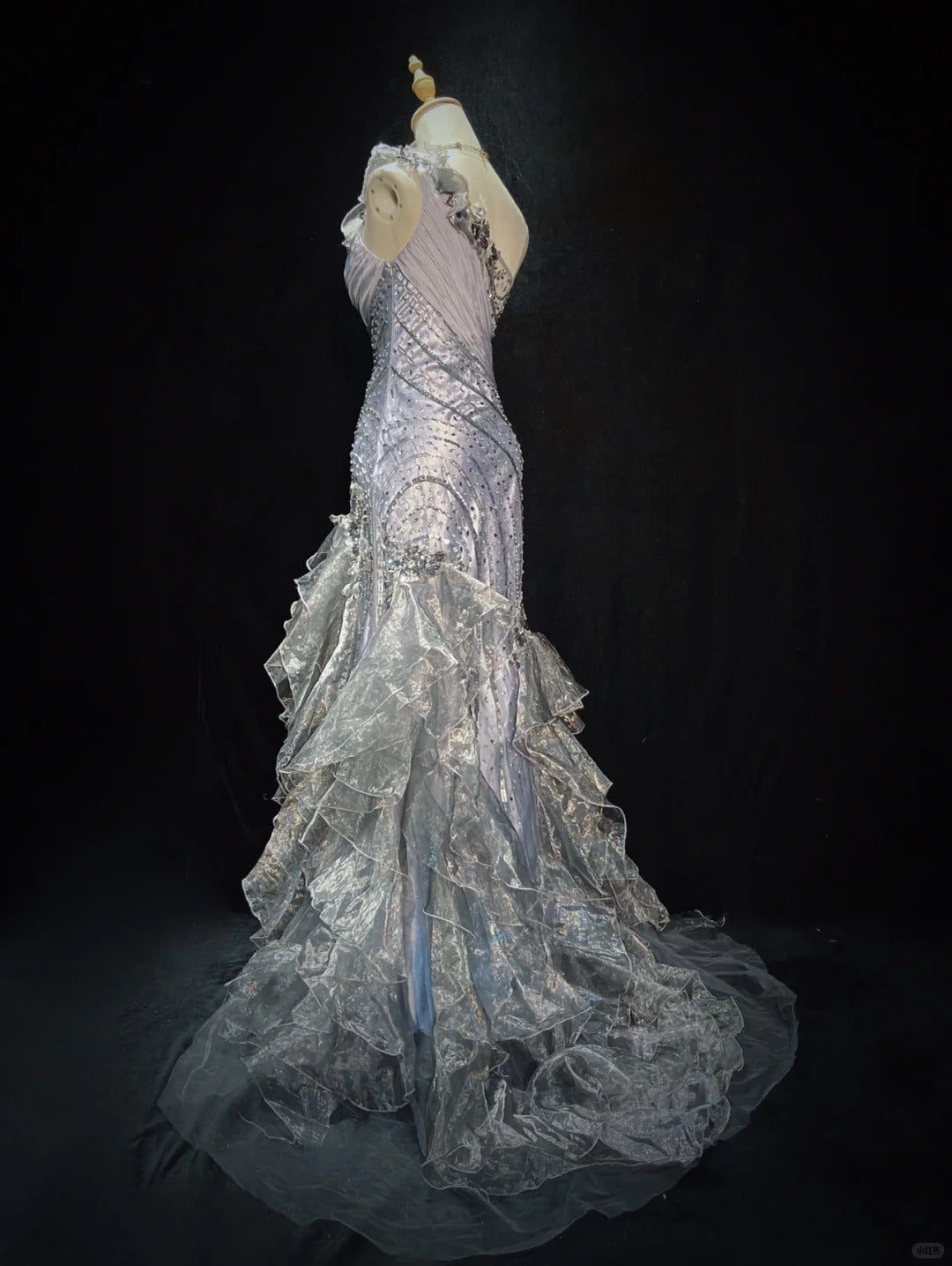 Beauty Prom Dress One Shoulder Tulle Ruffle Gala Dress Evening Dress Business Dinner Dress   D2324