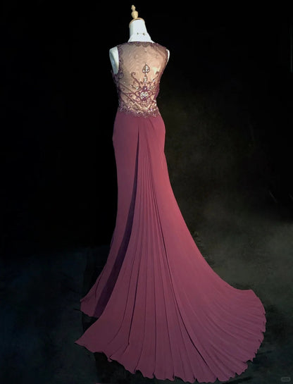 Gorgeous Prom Dress Spaghetti Straps Pleated Train Prom Gown Evening Dress Gala Dress Business Dinner Dress   D2348