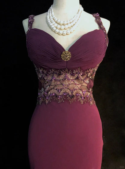 Gorgeous Prom Dress Spaghetti Straps Pleated Train Prom Gown Evening Dress Gala Dress Business Dinner Dress   D2348