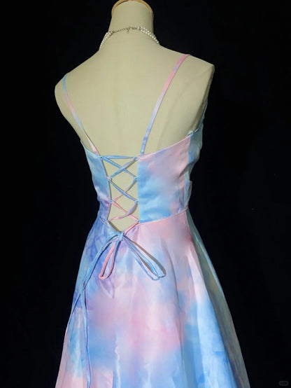 Sweet Prom Dress A Line V-neck Pleated Long Prom Gown Gala Dress Business Dinner Dress Evening Dress   D2351