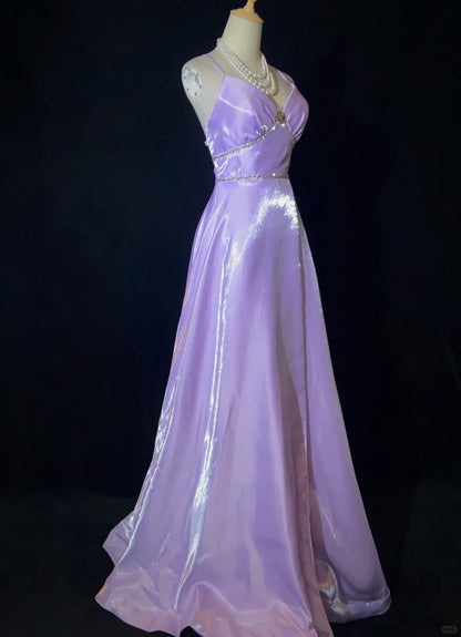 Elegant Prom Dress A Line V-neck Backless Crystal Prom Gown Gala Dress Business Dinner Dress Evening Dress  D2356