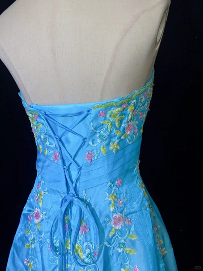 Sweet Prom Dress A Line Strapless Embriodered Prom Gown Gala Dress Party Dress Evening Dress Princess Dress  D2358