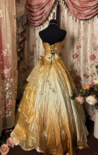 Stunning Prom Dress Strapless Beading Ball Gown Evening Dress Quinceanera Dress     D2372