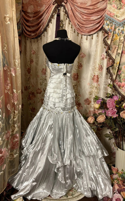 Beauty Prom Dress Sweetheart Crystal Pleated Prom Gown Evening Gala Dress Business Dinner Dress     D2376