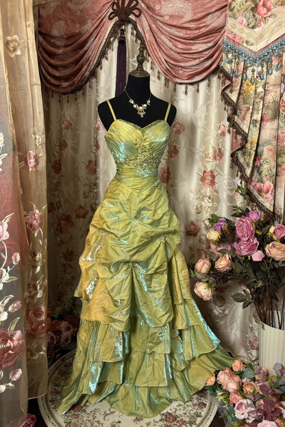 Elegant Prom Dress Spaghetti Straps Pleated Prom Gown Evening Dress Gala Dress Business Dinner Dress     D2379