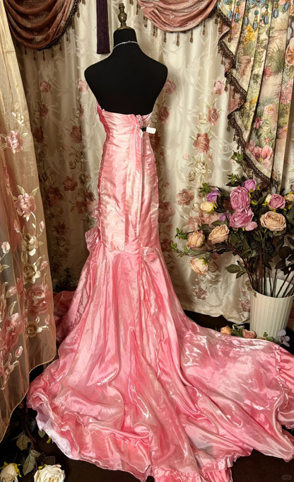Sweet Prom Dress Strapless Pleated Mermaid Prom Gown Evening Dress Birthday Dress Business Dinner Dress   D2386