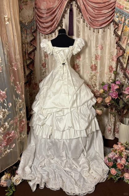 Elegant Wedding Dress Square Pleated Ball Gown Evening Dress Gala Dress Wedding Dress Prom Dress  D2401