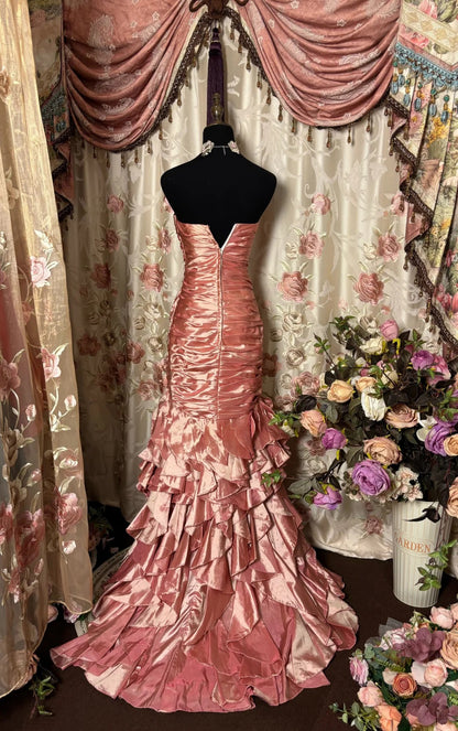 Stunning Prom Dress Strapless Pleated Long Evening Dress Gala Dress Business Dinner Dress  D2406