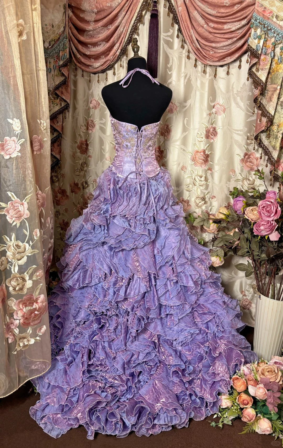 Sweet Prom Dress Spaghetti Straps Ruffle Tiered Evening Dress Dance Dress Birthday Party Dress  D2412