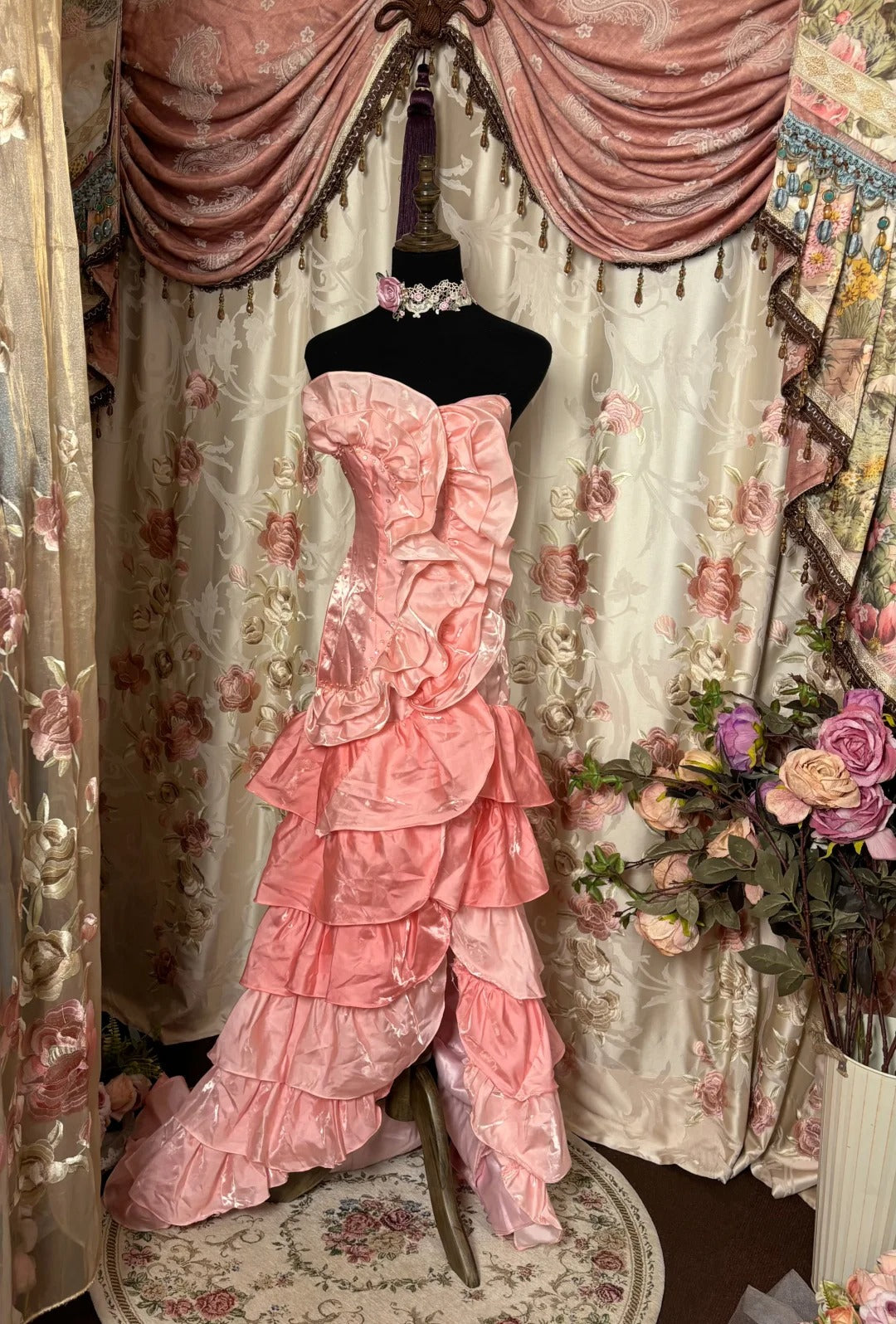 Sweet Prom Dress Strapless Ruffle Tiered Evening Dress Gala Dress Business Dinner Dress  D2413