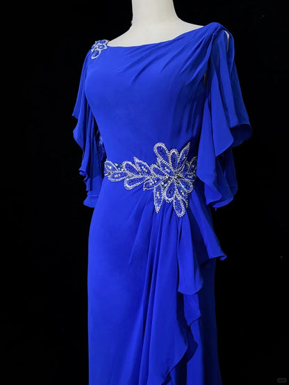 Elegant Prom Dress Crew Neck Asymmetrical Hem Evening Dress Gala Dress Business Dinner Dress  D2418